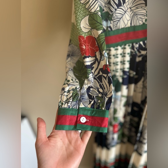 Dalia MacPhee | Tie Neck Printed Midi Dress, Size L - Picture 5 of 16